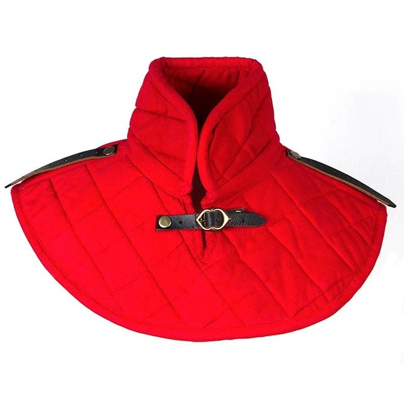 Medieval Thick Padded Cotton Collar Reenactment LARP Neck Protector Arming Red