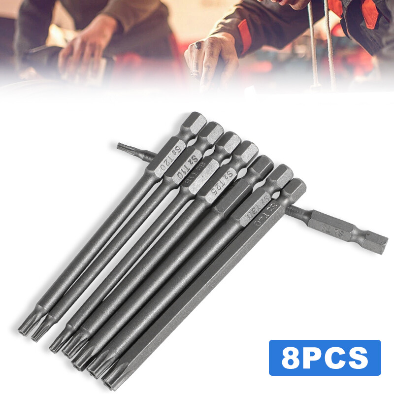 8PCS 100mm Extra Long Torx Screwdriver Bits Set - Security Hex Magnetic