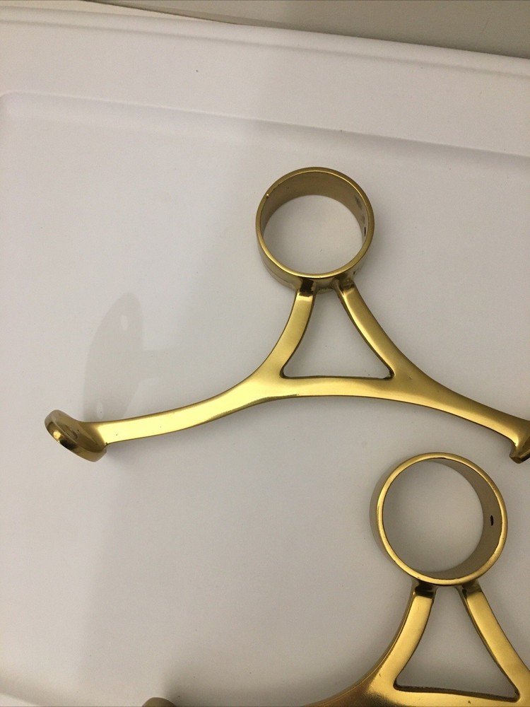 Solid Brass Bar Foot Rail Brackets SET OF 2