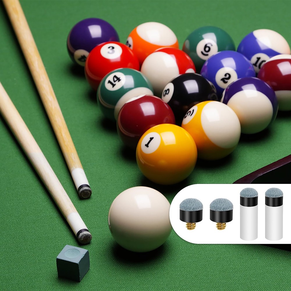Prasacco 10 Sets Billiard Cues Tips Replacement with White Pool Cue Grey