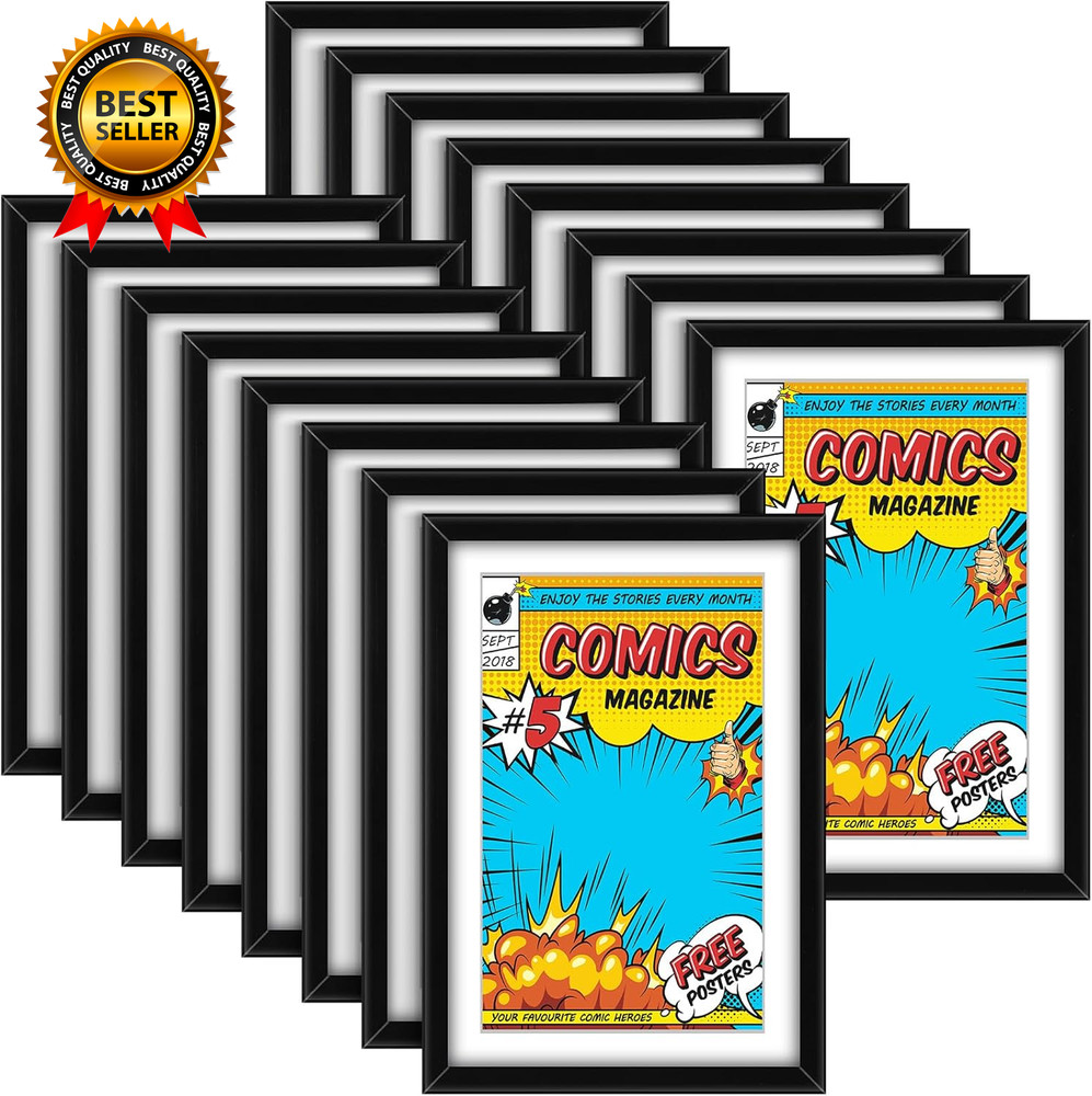 16 Pack Comic Book Frame UV Protection Magazine Picture Display Wall Mount Book