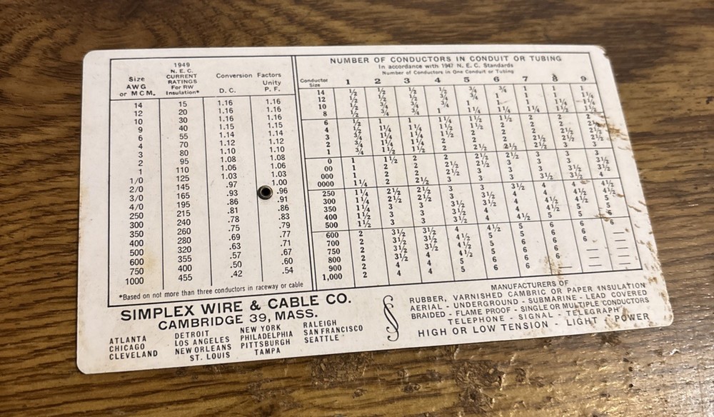 Simplex AC DC Wiring Wires and Cables Computer 1950