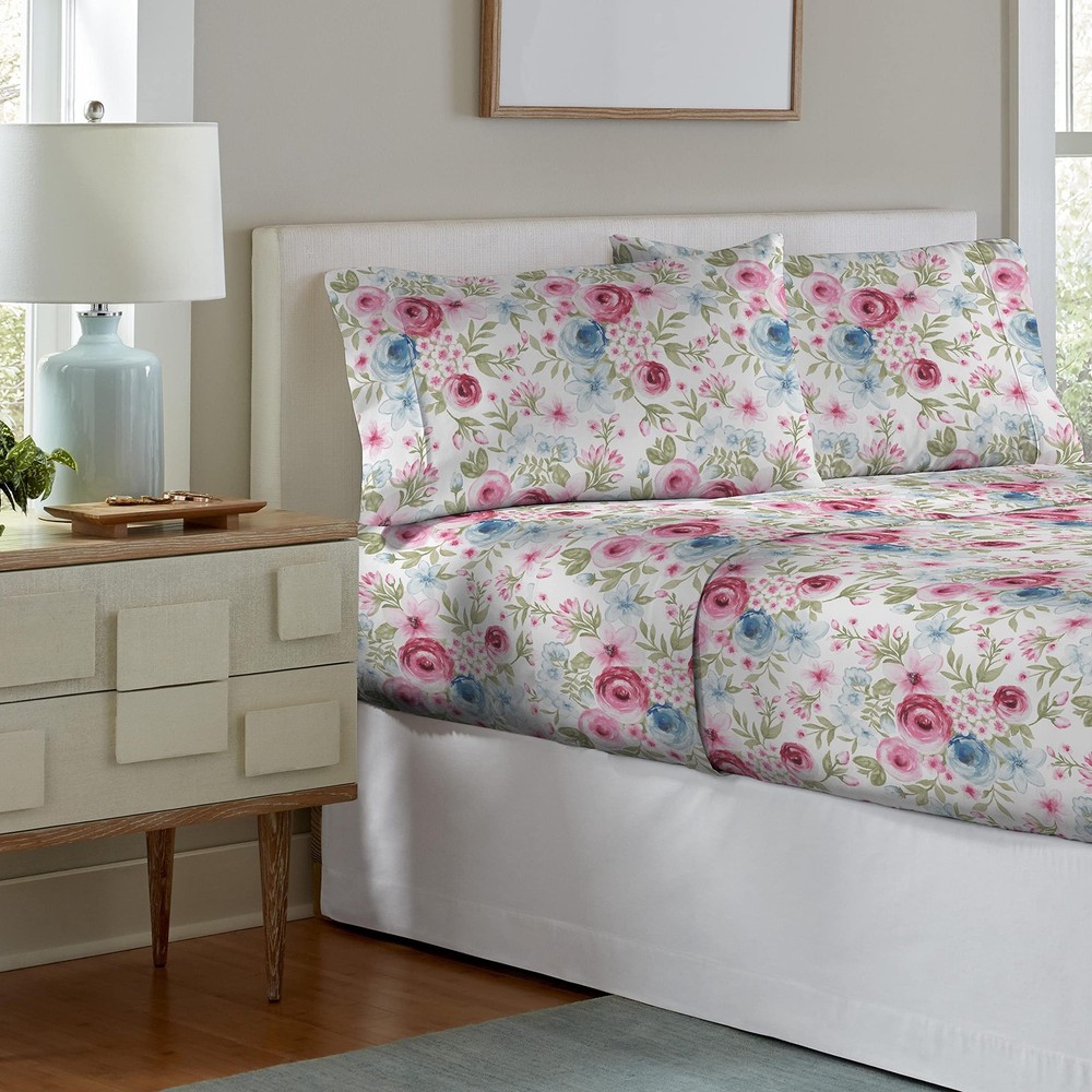 Flannel Deep Pocket Set with Oversized Flat Sheet, Full, Sylvan