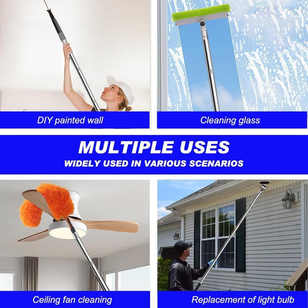 Extension Pole 1.3-4.8 ft Long Paint Roller Telescopic Extendable Silver