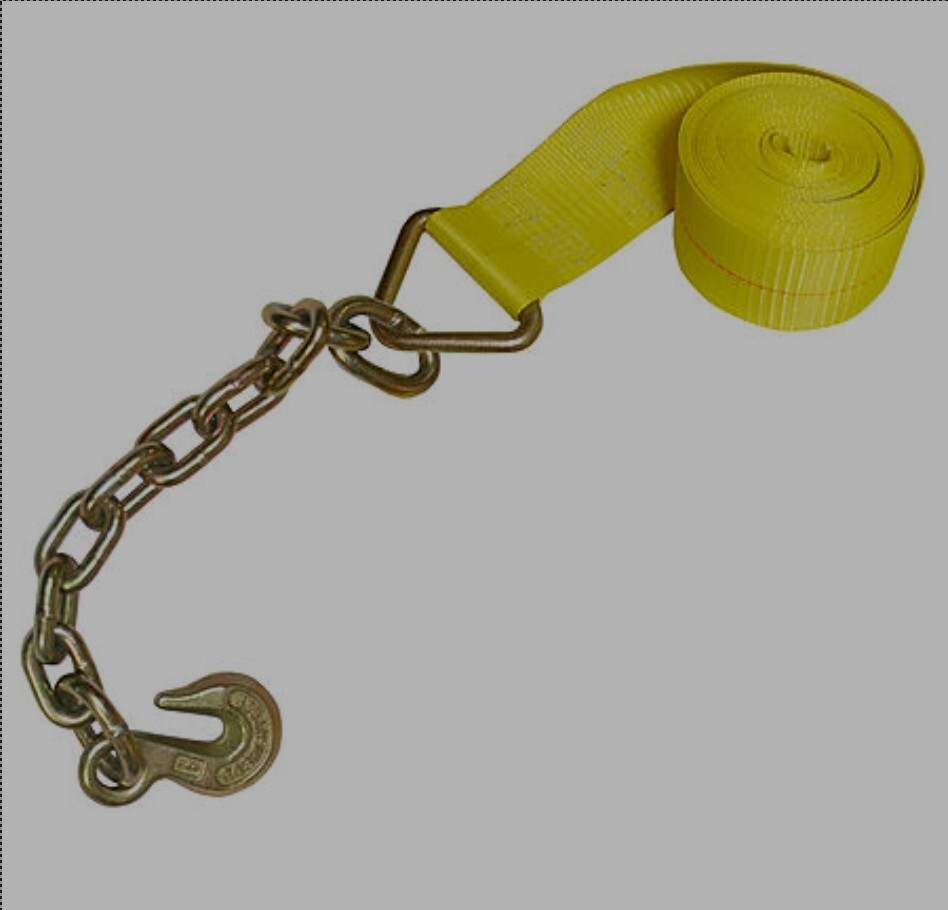 4" X 27' Chain Hook Winch Straps by Automann. Heavy Duty 5,400 lb load limit