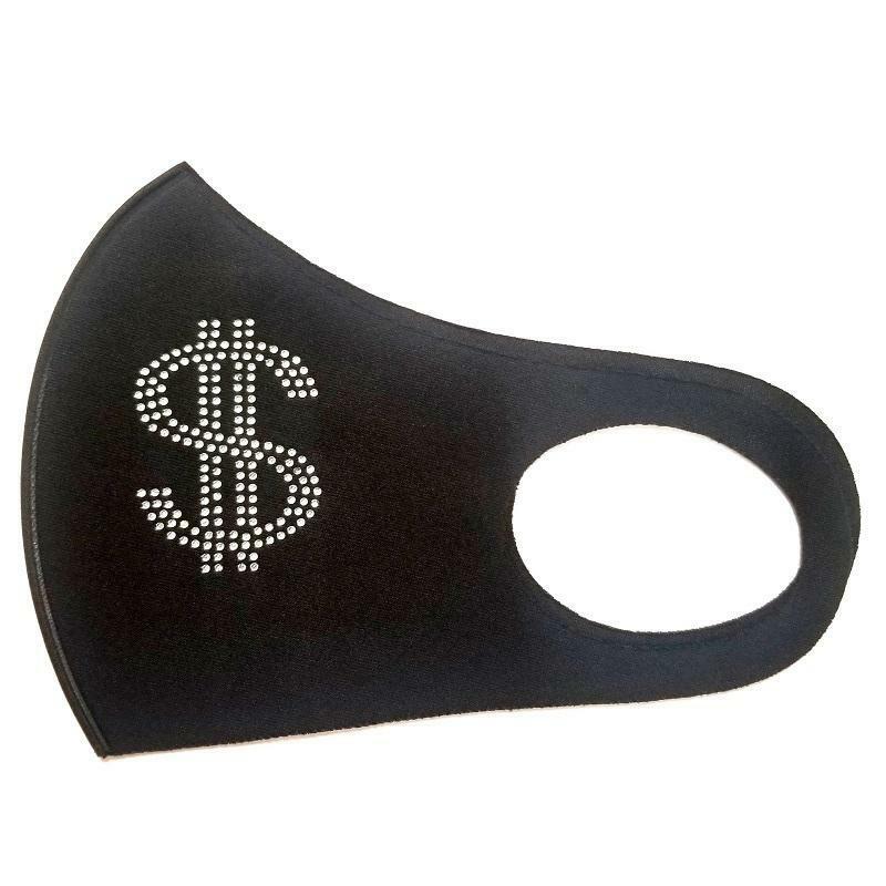 BLACK MASK CLEAR STONES DOLLAR SIGN $ ( 8003 )