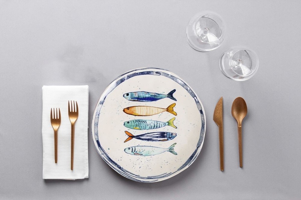 Peixe Iberica Irregular shape 12pcs Dinner set Dinner service dinner plates