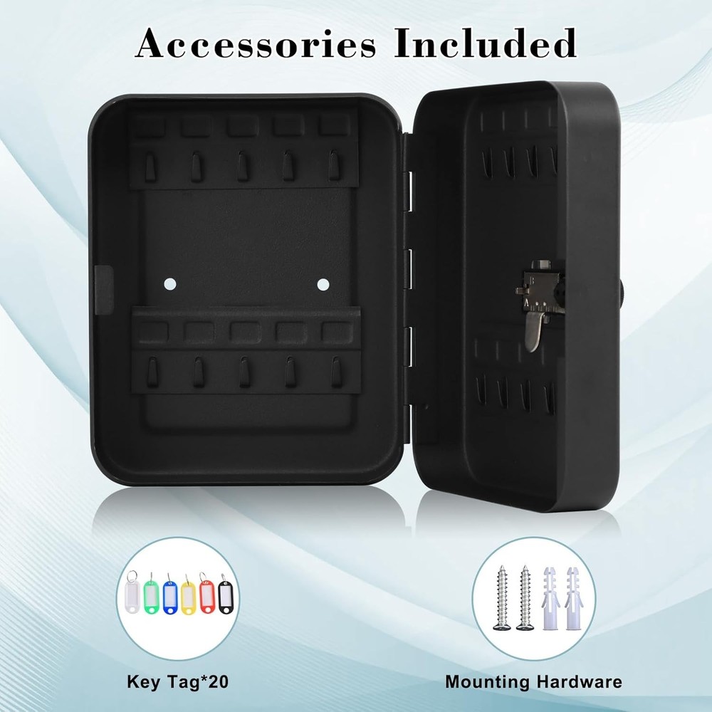 20-Key Storage Lock Box with Secure Combination Lock, Wall Mount Capability