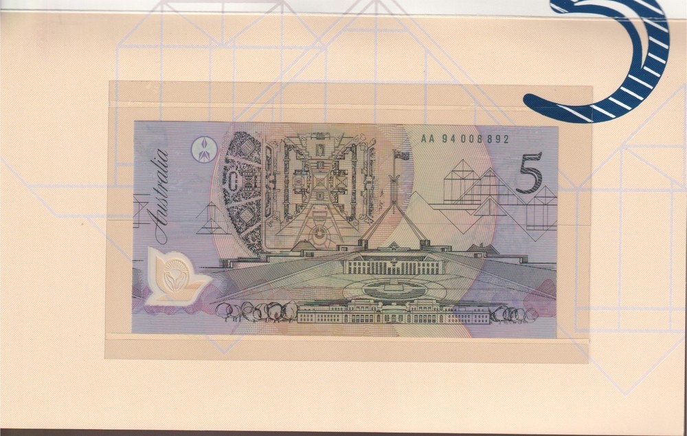 1994 Australia $ 5 Deluxe Low Numbered UNC Banknote - AA94008892