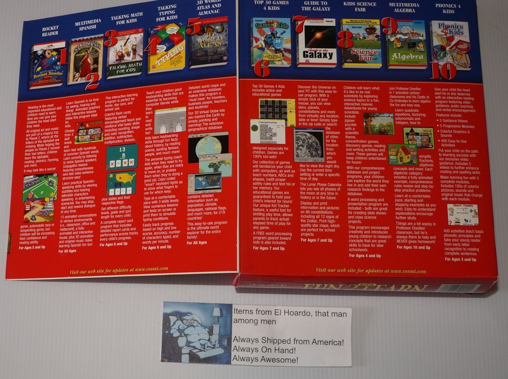 Fun 2 Learn Kids Pack 10 Complete Software Programs by COSMI Windows 2001