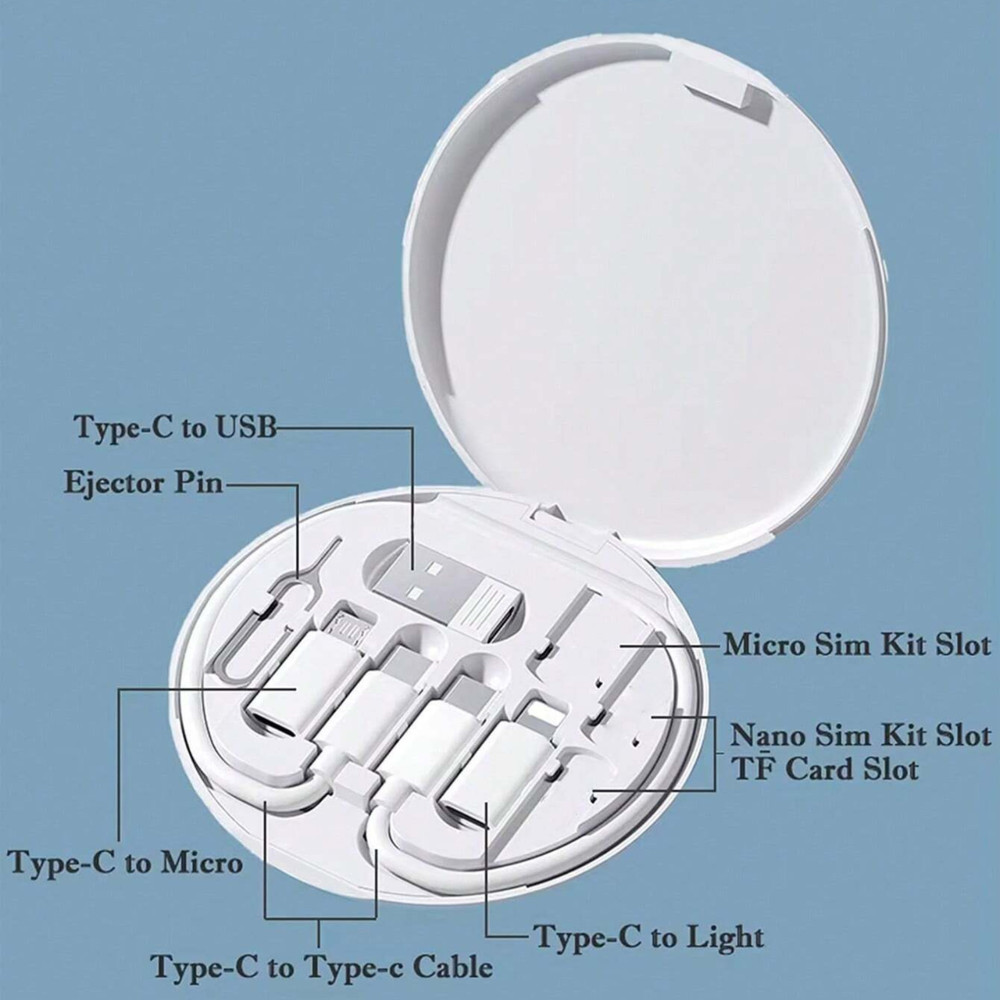 1pc Universal USB Adapter Kit With Multi Charging Cables Storage Case For Phones