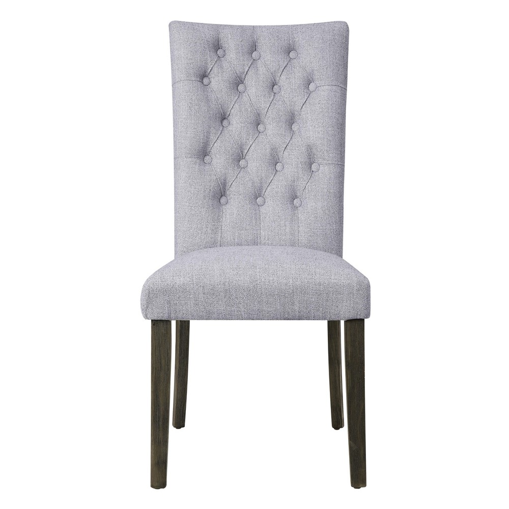 Grey and Grey Oak Side Chair with Button Tufted