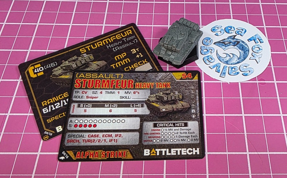 BattleTech Sturmfeur Tank -- Battlefield Support Rifle & Command Lance + Cards
