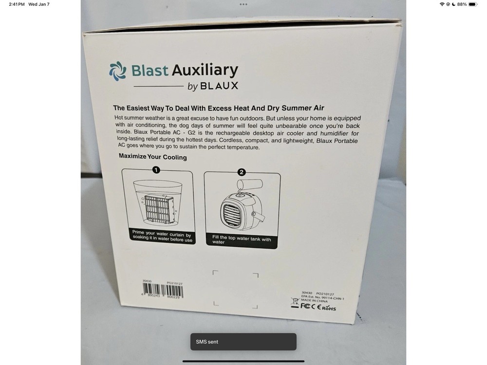 (NEW) BLAUX Portable AC - G2 w/3 Fan Speeds, Mist Function & Illumination Light