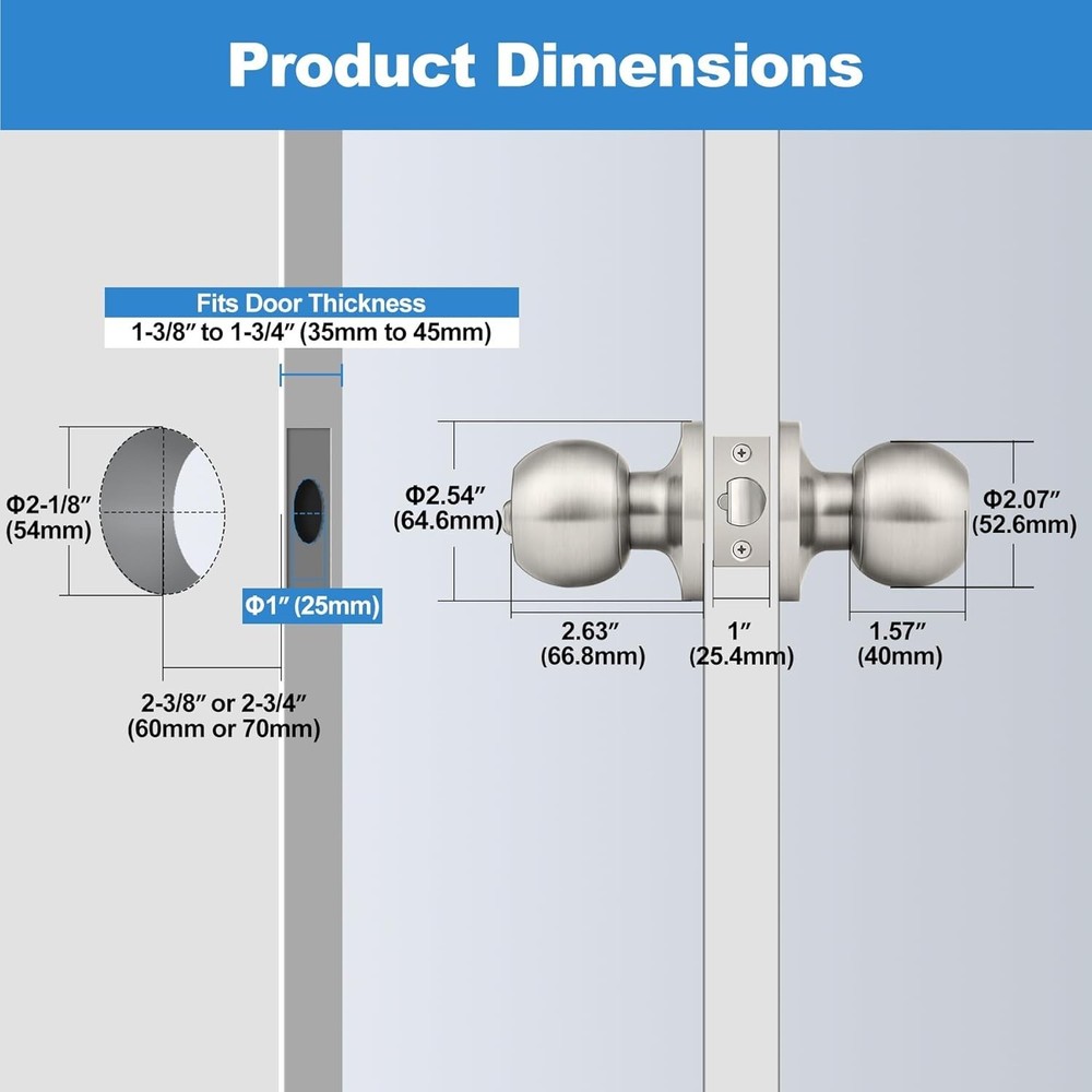 Elegant Satin Nickel 2 Pack Entry Door Knobs – Keyed Differently for Security