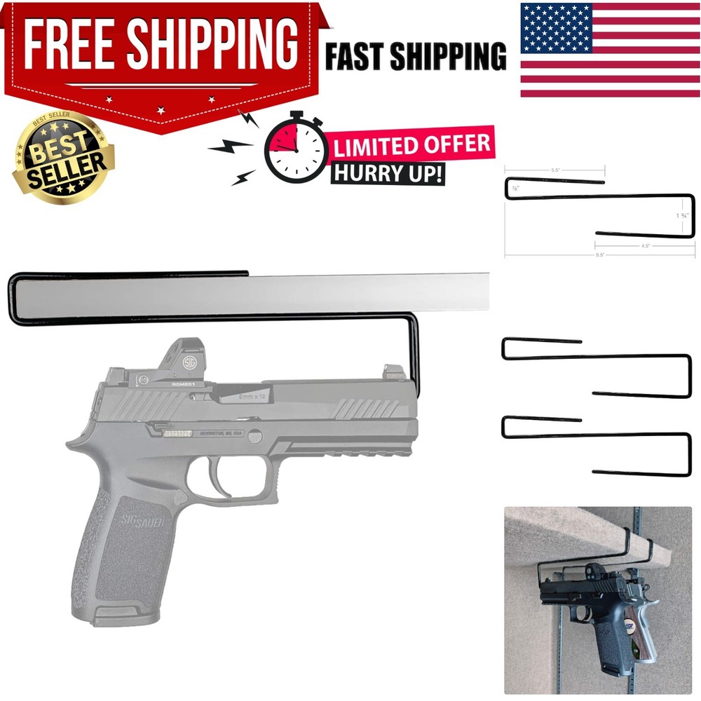 Efficient Vinyl-Coated Handgun Hangers for Safe & Secure Storage - Pack of 2