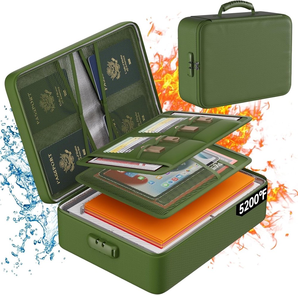 Portable 8-Layer Fireproof & Waterproof Document Organizer - Maximum Protection
