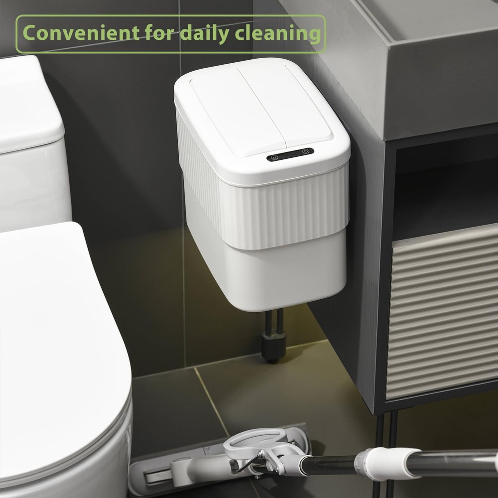 Sensor Hanging Trash Can with Lid 2.5 GallonMotion Sensor Garbage Can Bathroo...