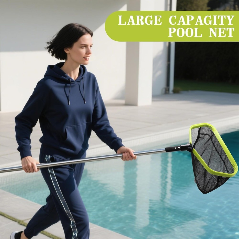 Double-Layer Deep Bag Pool Skimmer Net with Reinforced Frame - Fine Mesh Pool