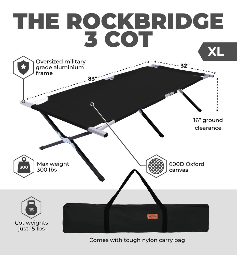 Evergreen Camping Cot XL - Cots for Sleeping - Foldable Camping Beds for Adul...