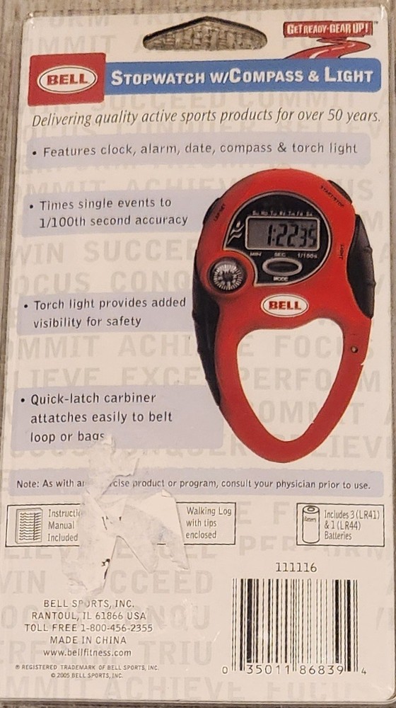 BELL CARDIO TRAINING Stop Watch/W Compass & Light