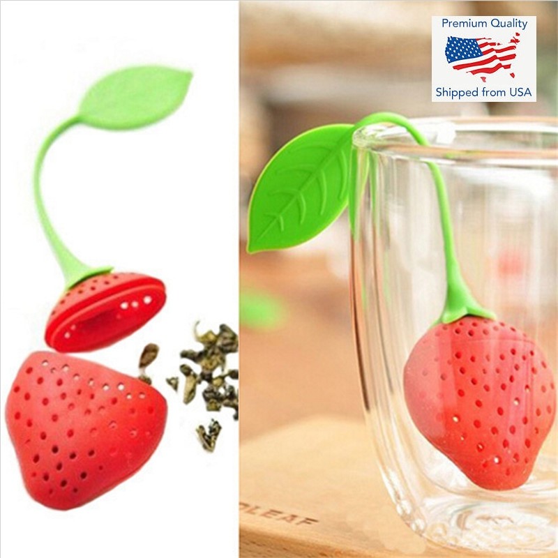 Strawberry Shape Silicone Leaf Loose Tea Infuser Filter Strainer Ball