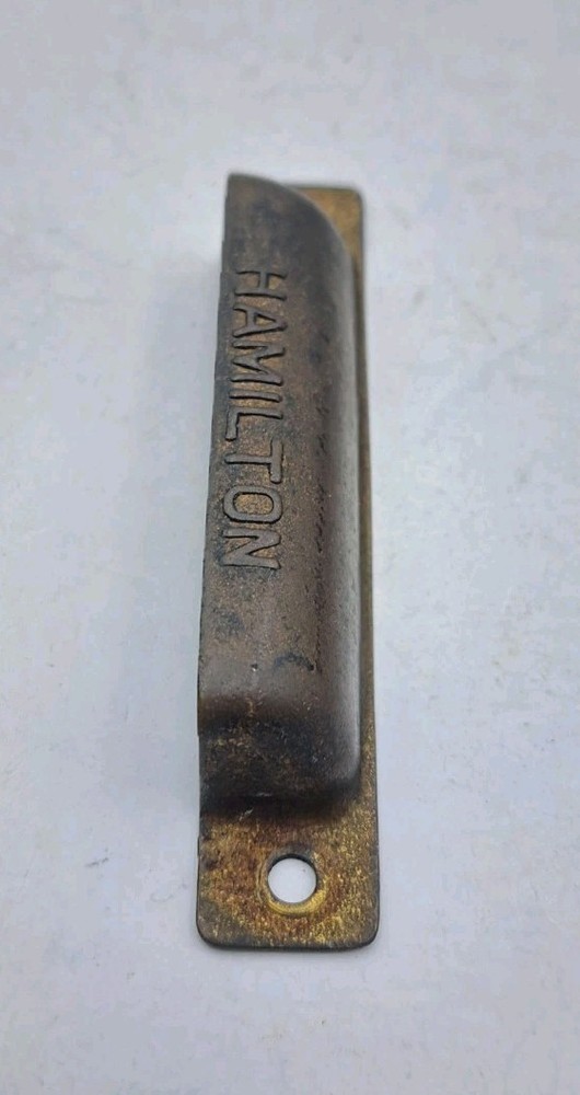 Antique Bin Pull Drawer Printers Cabinet Hamilton Handle Vintage Brass Hardware