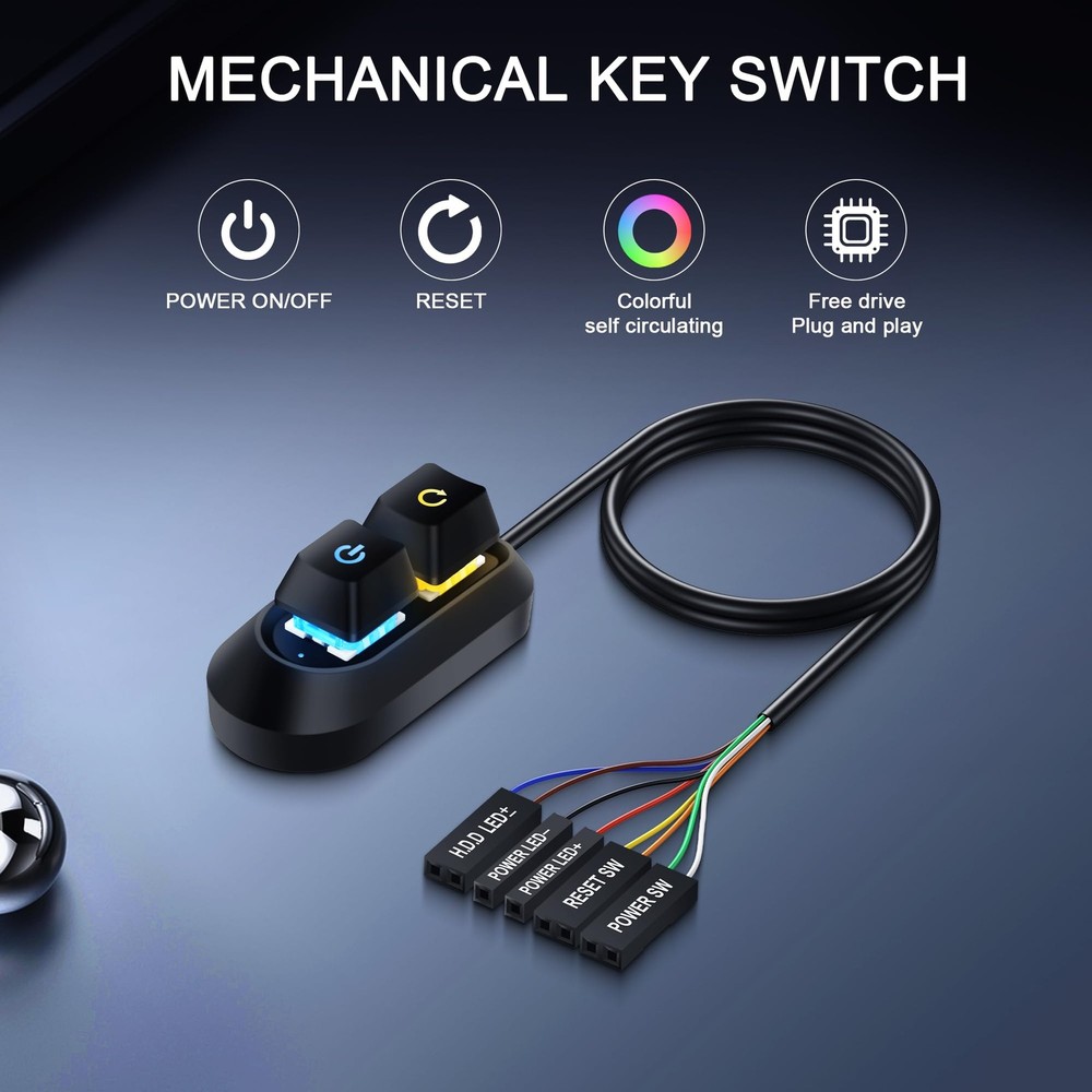 SinLoon External Power Button for Desktop, PC Switch, Push Black