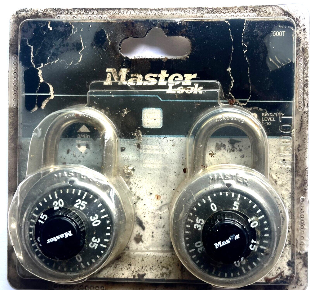 NEW SEALED SET 2 VINTAGE MASTER COMBINATION LOCKS BOTH WITH SAME COMBINATION
