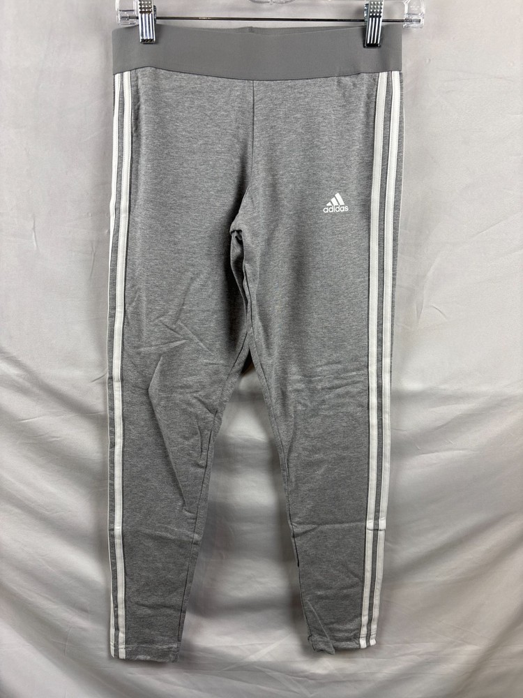 Adidas Womens Medium Grey Heather 3 Striped Leggings Pull On Size M NWT