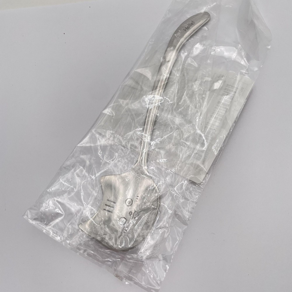 Huige Stainless Cat Face Serving Spoon Silver Hello Handle Kitchen Utensil