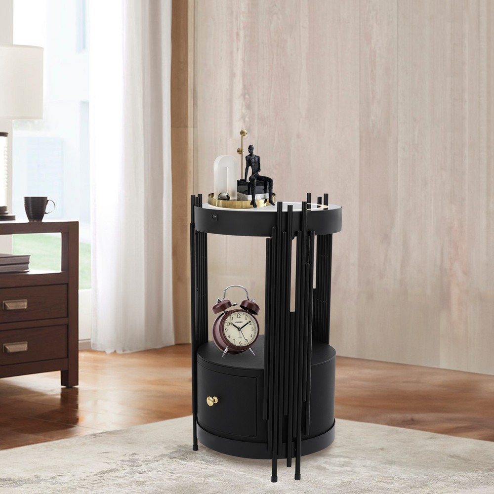 Smart Nightstand With Wireless Charging Station Bedside Table LED Side/End Table