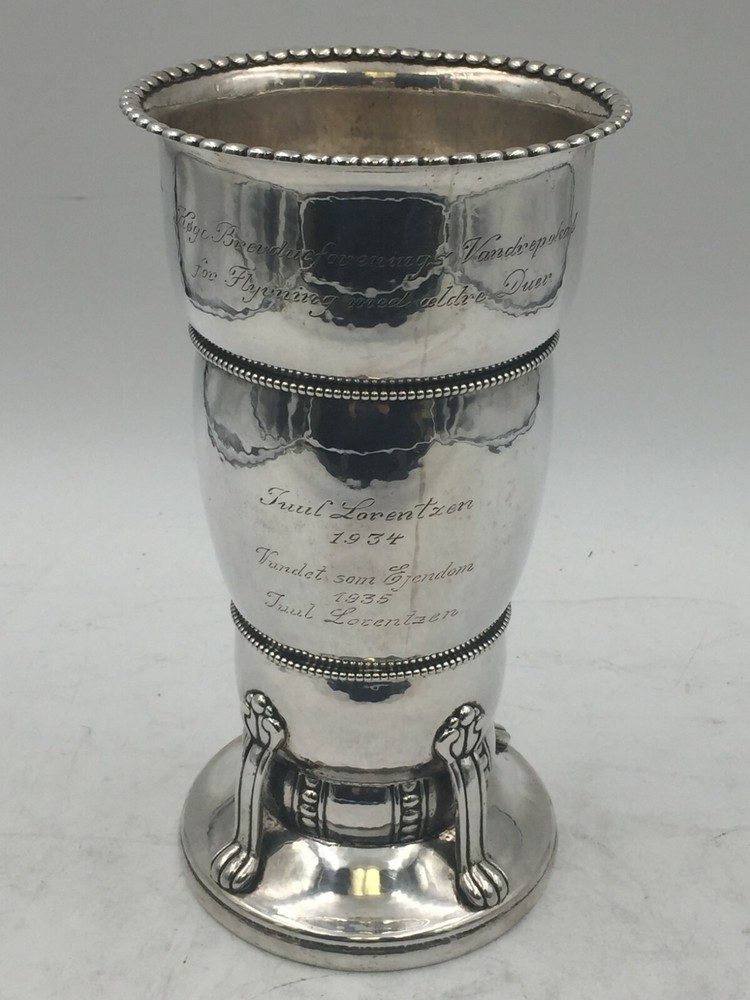 Danish Silver Hand Hammered Vase by C. Heise