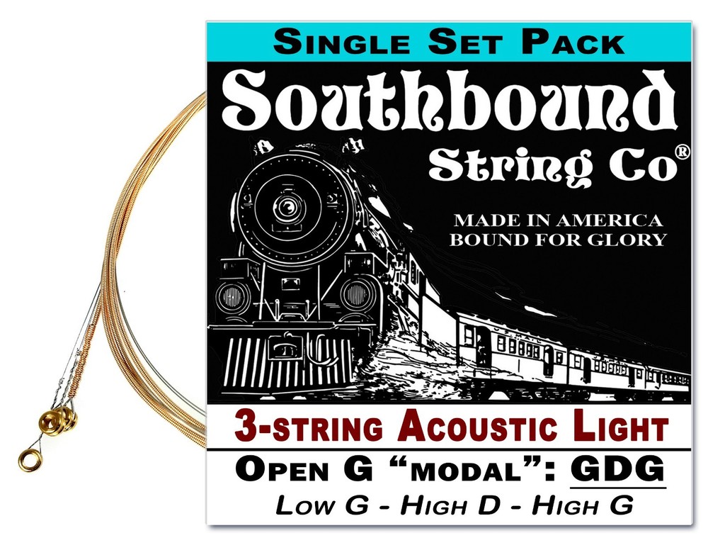 Cigar Box Guitar String Set: Acoustic Light 3-string Open GDG - Low/High/High