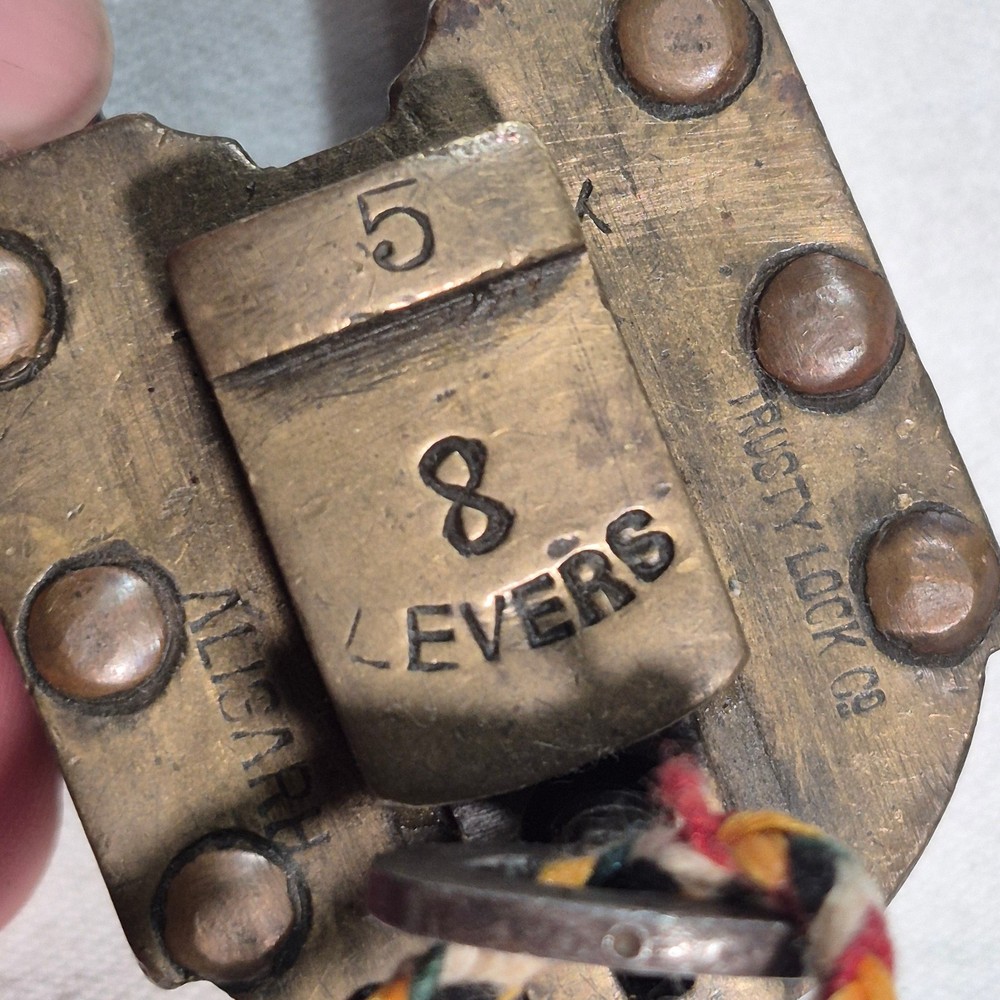 BRASS PADLOCK By TRUSTY LOCK 8 LEVERS