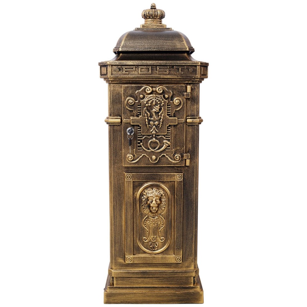 Outdoor Large Mailbox Copper Statue Decorative Postbox Rainproof Parcel Storage