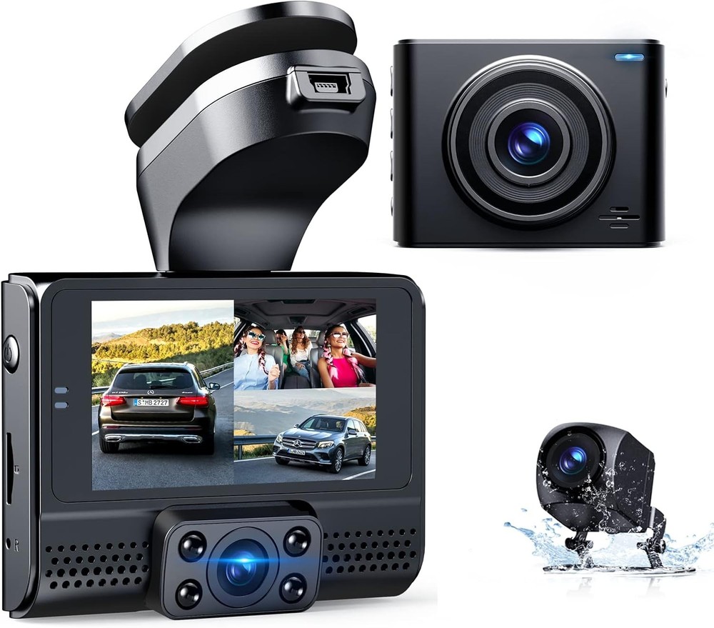 Campark GPS 1080P 3 Channel Dash Cam Front Inside Rear Mini Car Camera G-Sensor