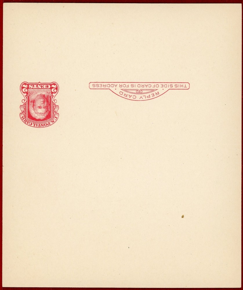 US #UY8, 2c Red, Mint, Unfolded Double Reply Postal Card, SCV $90.00