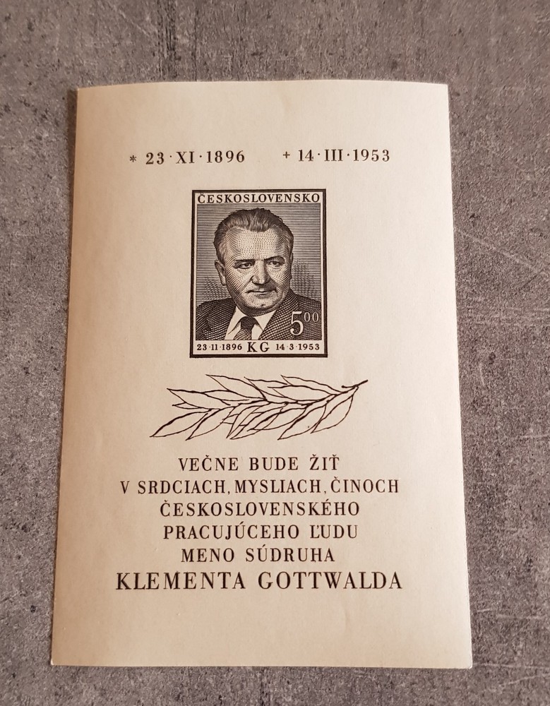 CESKOSLOVENSKO-PERSONALITIES-KLEMENTA GOTTWALDA BLOCK IMPERFORED MNH