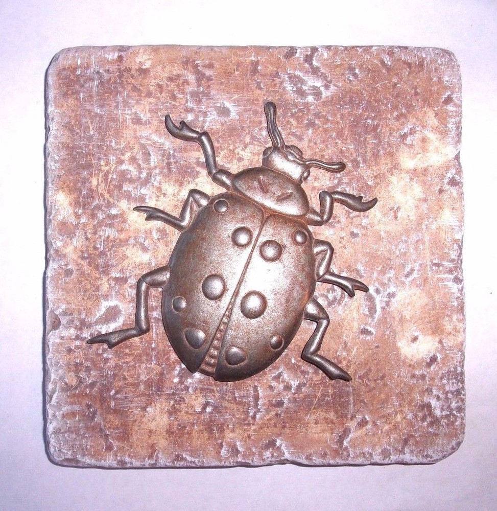Plaster cement ladybug plastic tile mold 6" x 6" x 1/3" thick