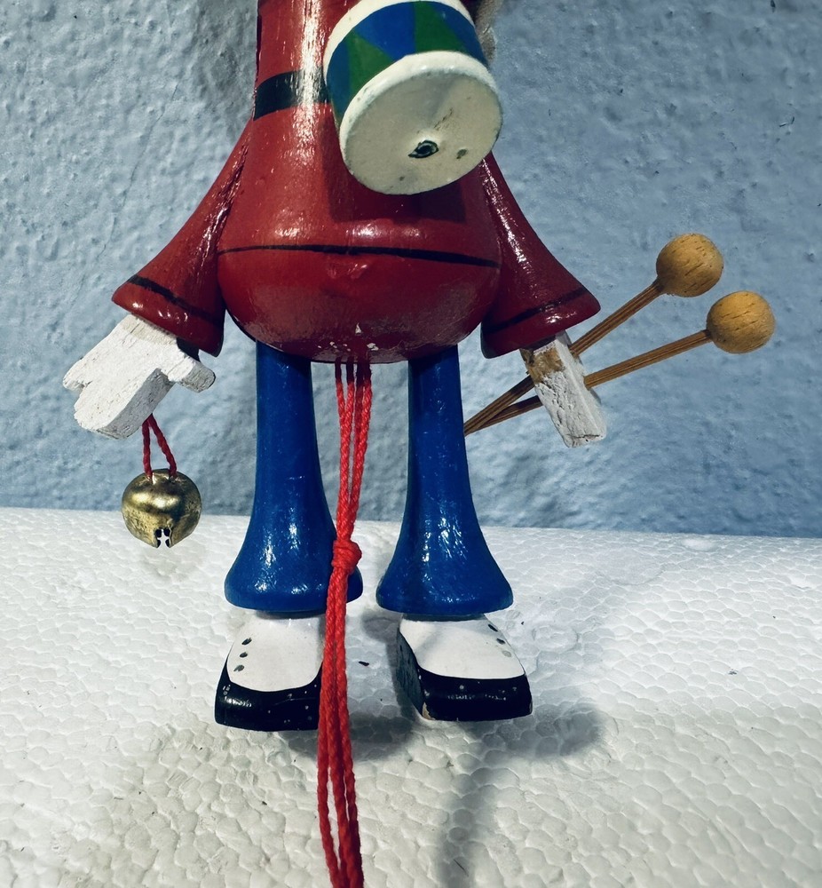 Vintage Clown Wooden Jumping Jack Pull String Ornament