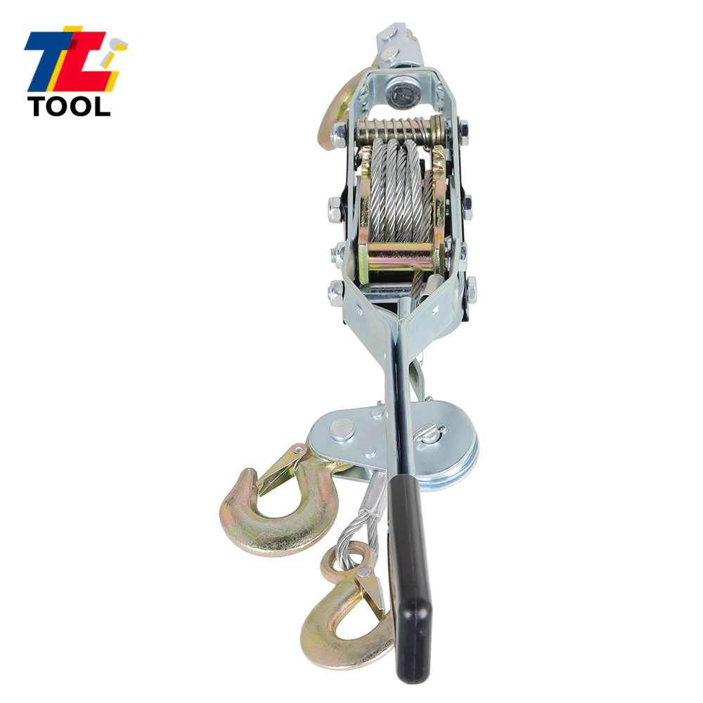 4 Ton Dual Gear Hand Power Puller Heavy Duty Power Cable Puller W/ 3 Hooks