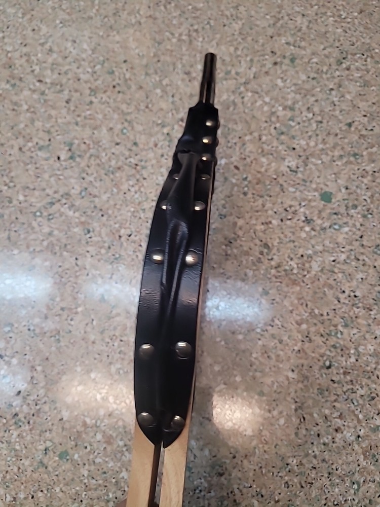 Bellows Fireplace Wood Black Leather Fire NICE!