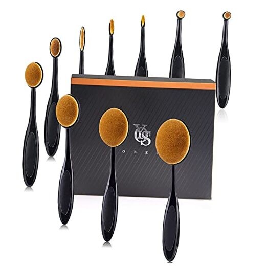 Oval Makeup Brushes Set 10 Pcs Professional Oval Toothbrush 10PC-Black