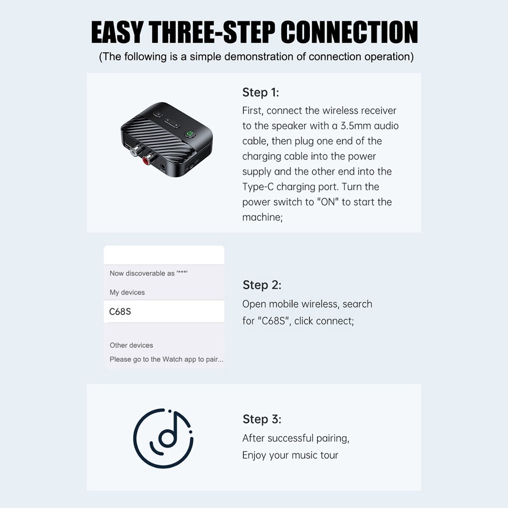 Bluetooth 5.3 Receiver Adapter Wireless Audio Receiver Adapter Accessories