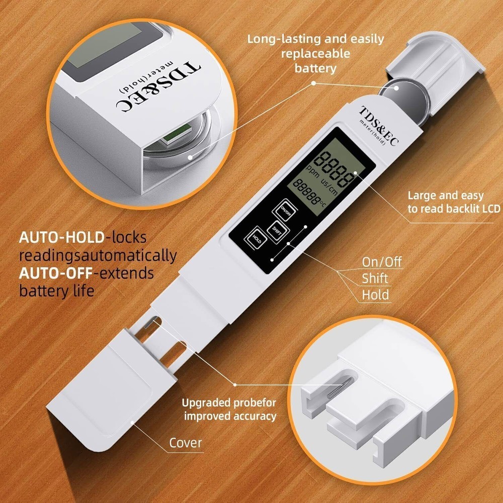 2pc TDS Meter Digital Tester Water Quality Testing Kits Drinking Water 0-9990ppm