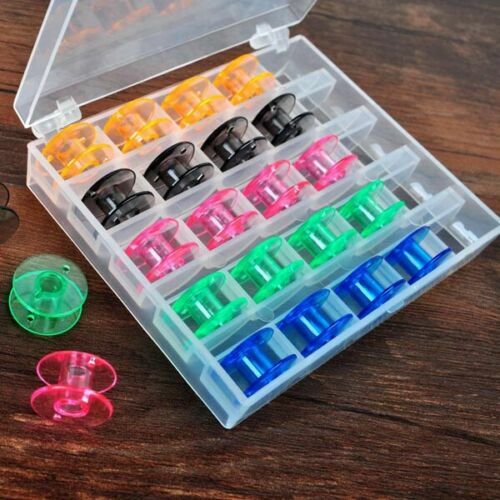25Spools Bobbins Sewing Machine Bobbin Case Organizer Storage Colorful/Clear Box
