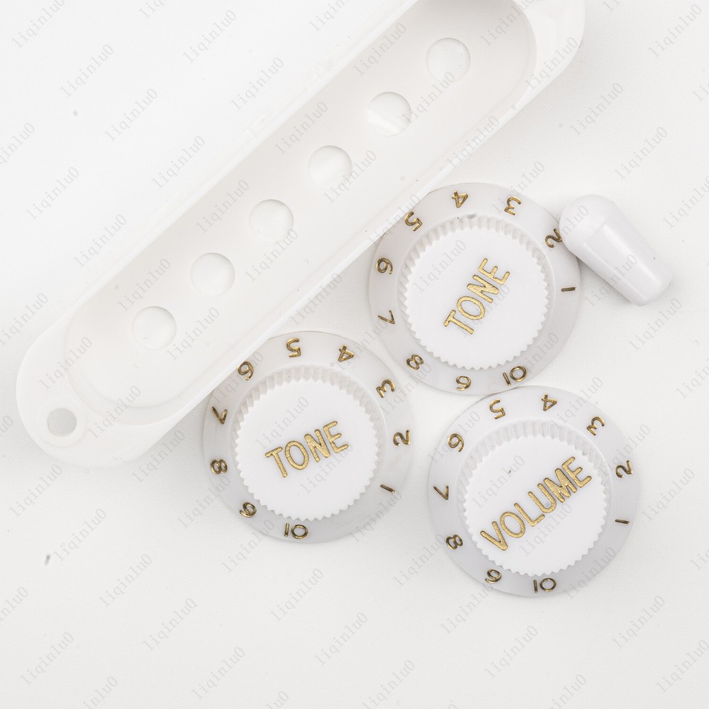 White Strat Knobs SSS Single Coil Pickup Covers and 5 Way Switch Tip For STRAT