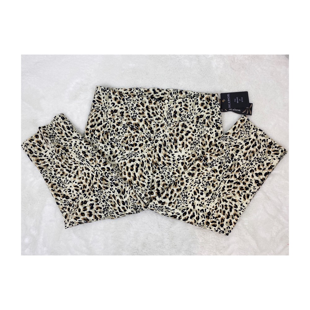 Zac & Rachel Women Pants Crop Pullover Stretch Leopard Select Size 10,12, 14,16