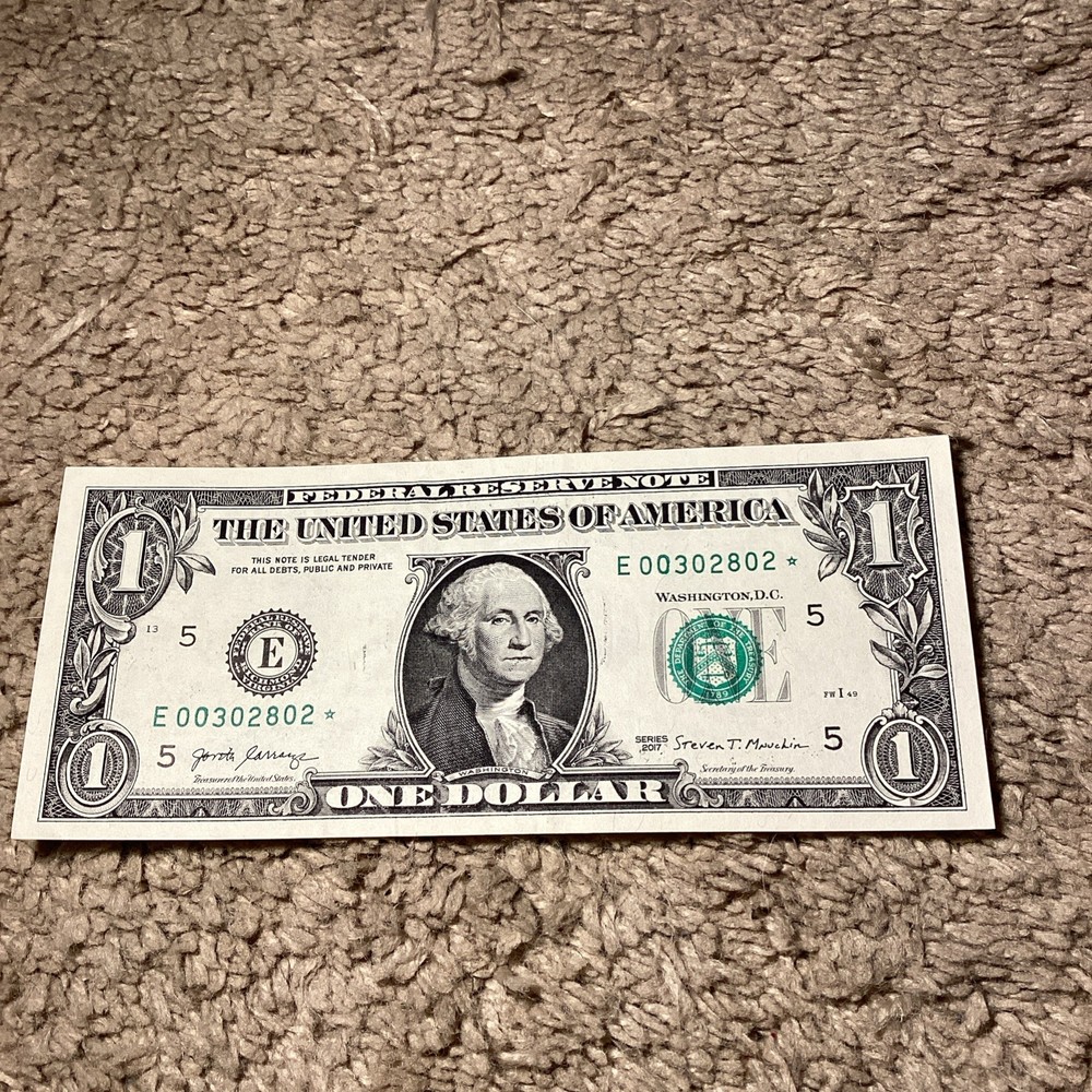 One Dollar Star Note Error 2017 Ink Misprint Serial Number
